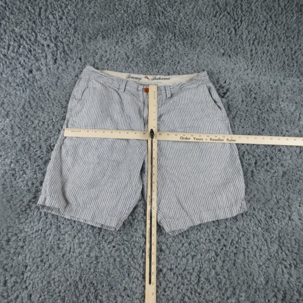 Tommy Bahama Shorts Mens 35 Blue Striped Linen Chino 34x9*